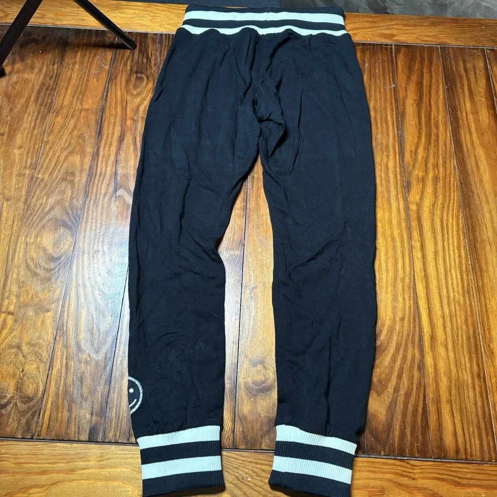 Lauren Moshi Peace Love Moshi Smiley Face Sweatpants Black Sz S A1582